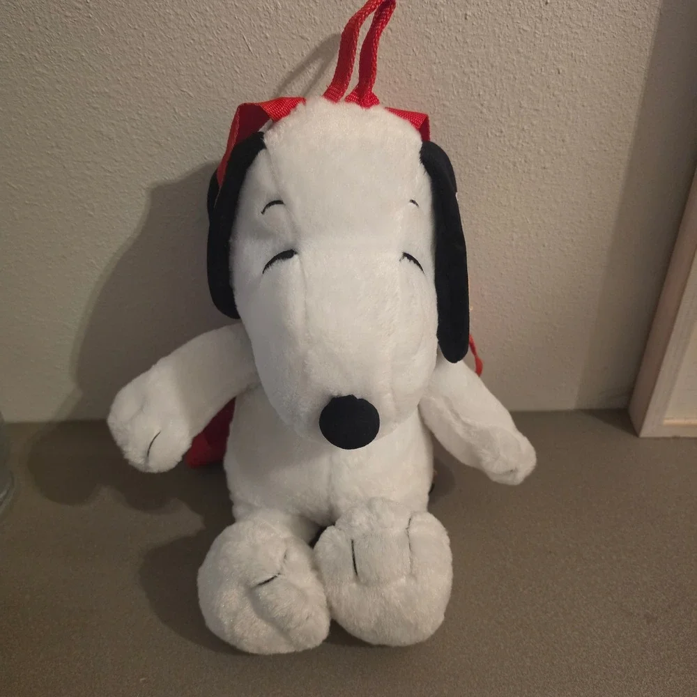 Peanuts Snoopy Plush Backpack Unisex Small White Polyester Y2K Kidcore Festival